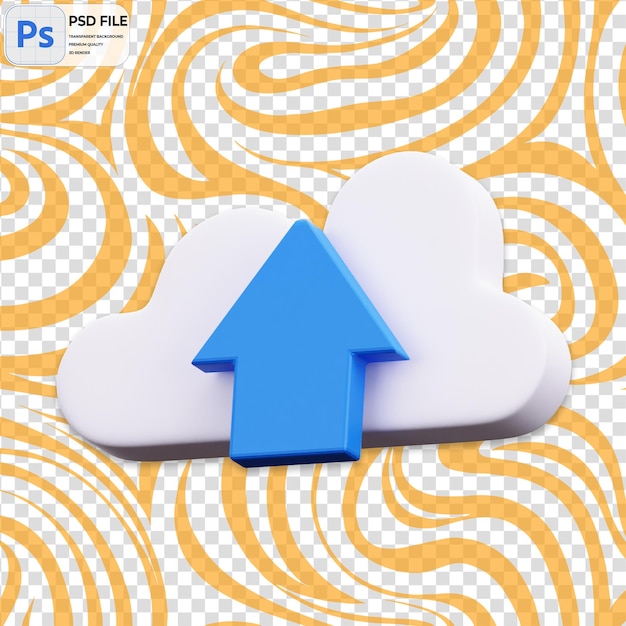 3D Upload To Cloud Render Icon Isolated PNG Illustration PSD Template