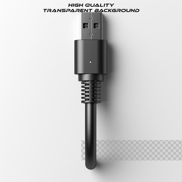 A 3D USB cable on transparent background