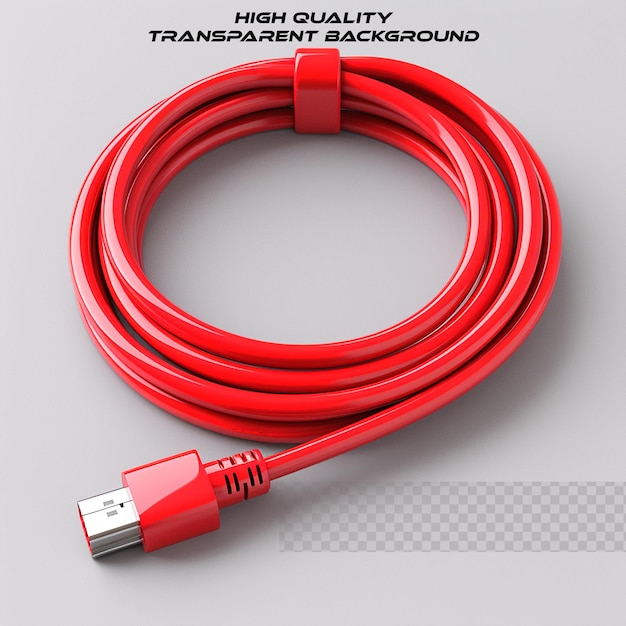 A 3D USB cable on transparent background