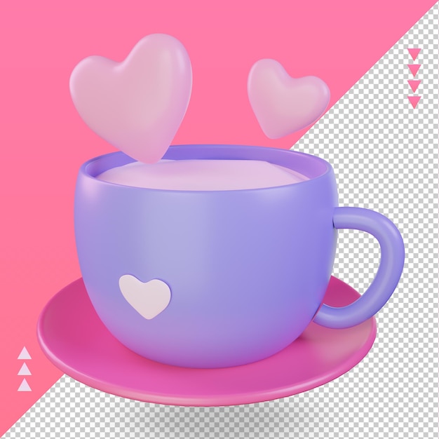 3d Valentine day Coffee icon rendering right view