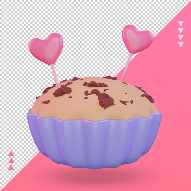 PSD 3d valentine day cupcake icon rendering front view