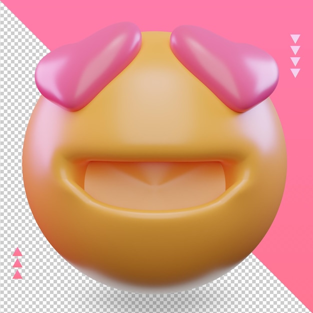 3d Valentine day Emoji Love icon rendering Top view