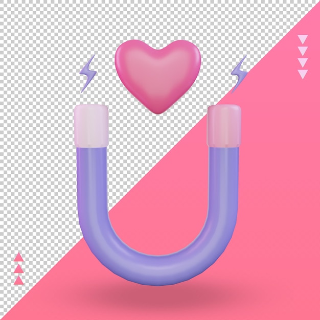 3d Valentine day Magnet Love icon rendering front view