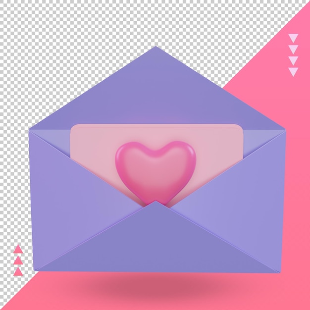 3d Valentine day Message icon rendering front view