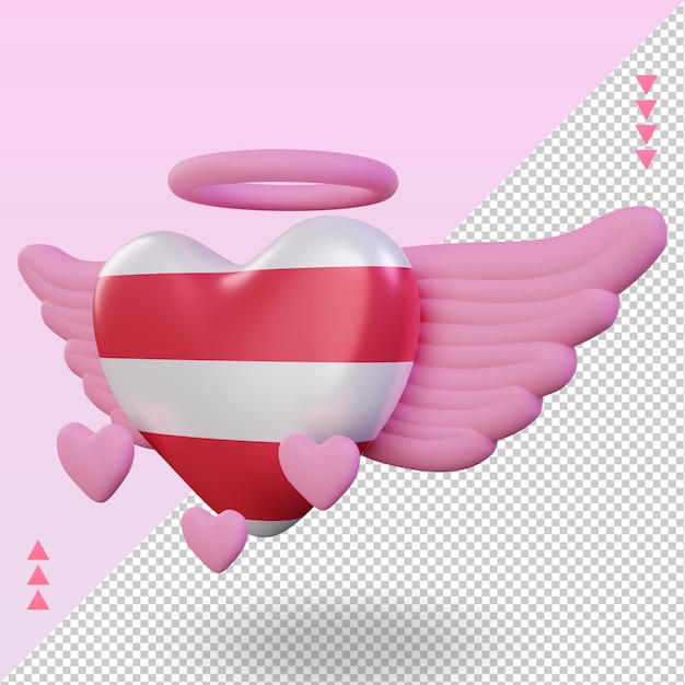 3d valentine love Austria flag rendering right view