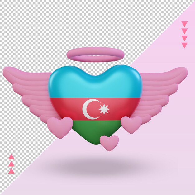 3d valentine love Azerbaijan flag rendering front view