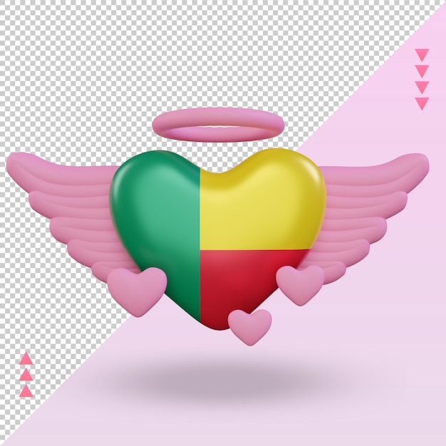 3d valentine love Benin flag rendering front view