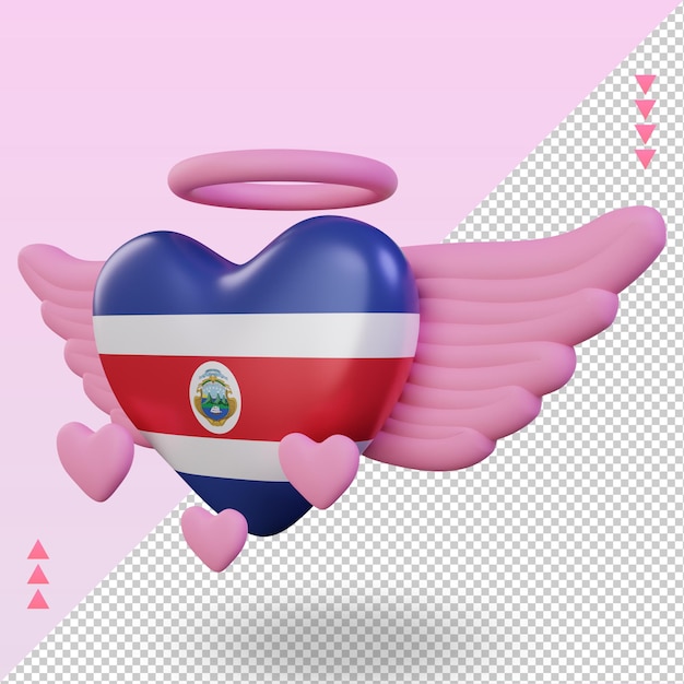 3d valentine love Costa Rica flag rendering right view