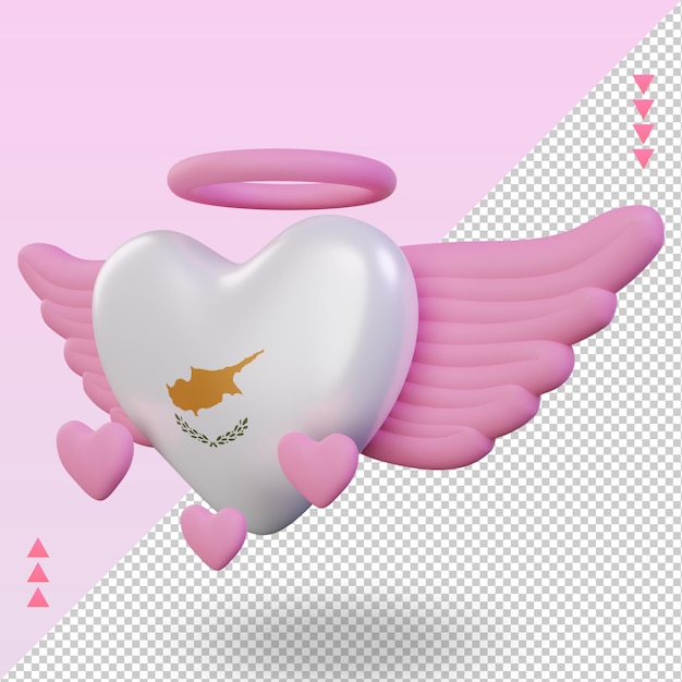 3d valentine love Cyprus flag rendering right view