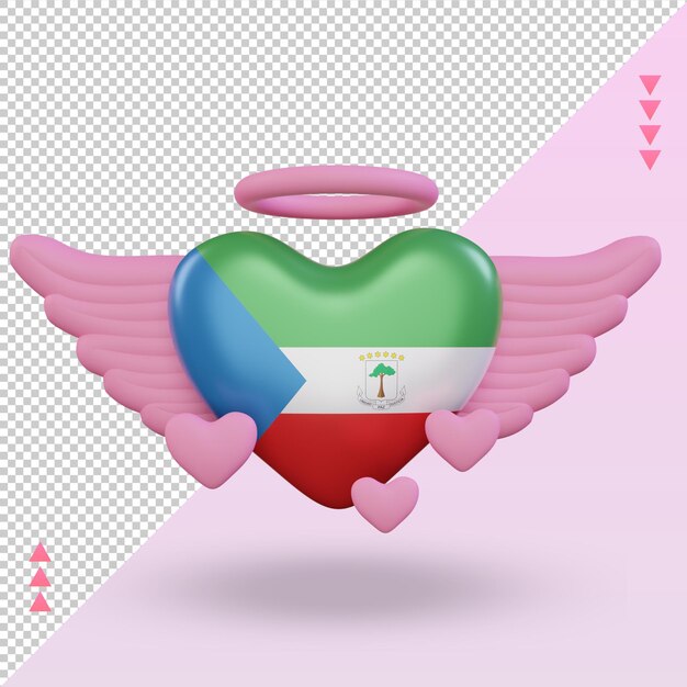 3d valentine love Equatorial Guinea flag rendering front view