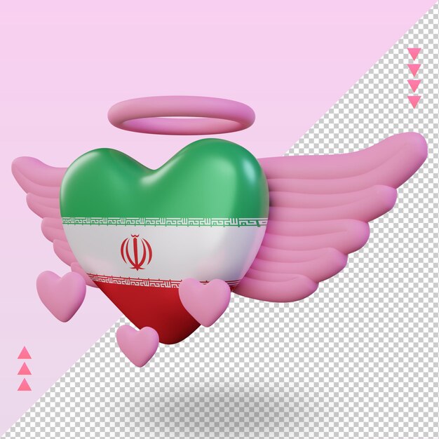 3d valentine love Iran flag rendering right view