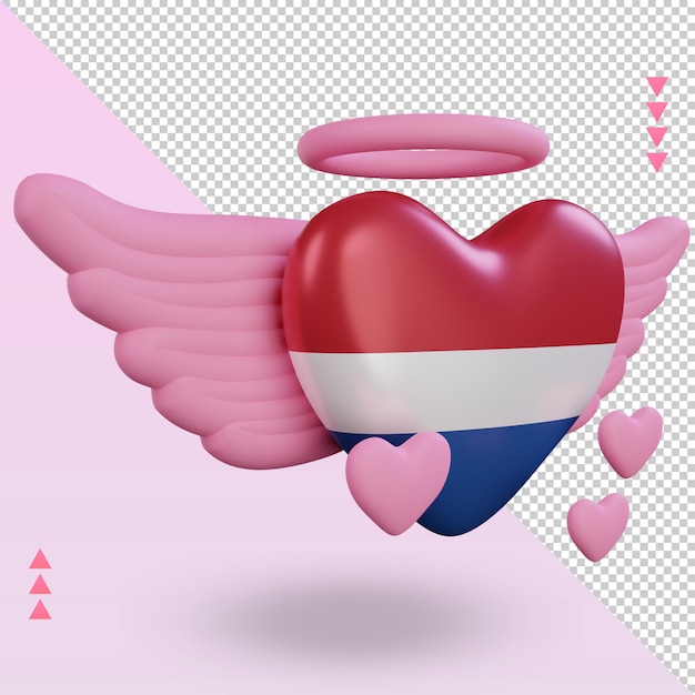 3d valentine love Netherlands flag rendering left view