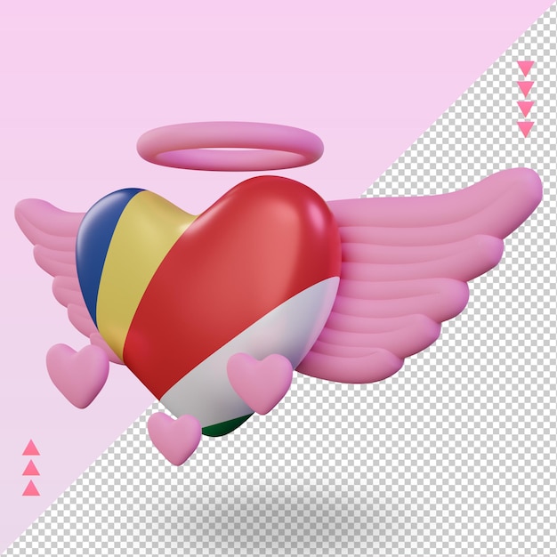 3d valentine love Seychelles flag rendering right view