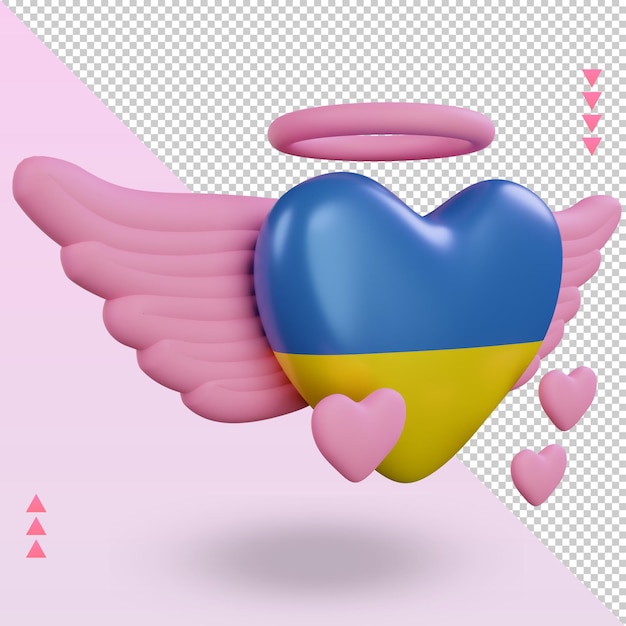 3d valentine love Ukraine flag rendering left view