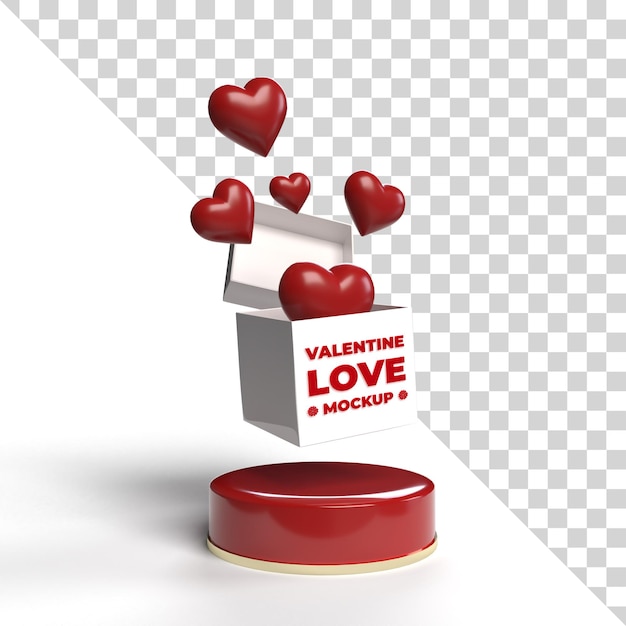 3D Valentine mockup gift box isolated