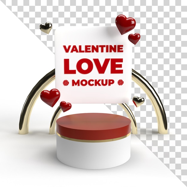 3D valentine stage mockup render isolated