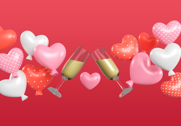 3d valentines day celebration illustration