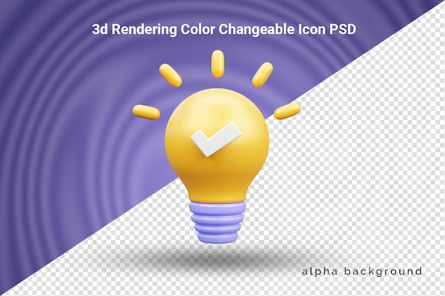 3d verified brainstorming lamp or business idea icon