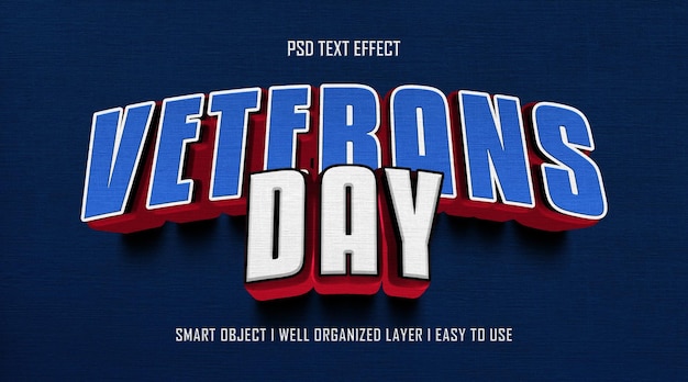 3d veteran day editable text effect template