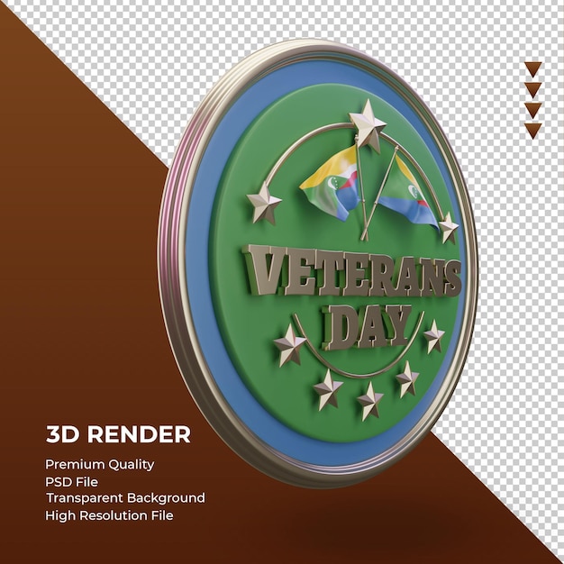 3d Veterans day Comoros rendering left view