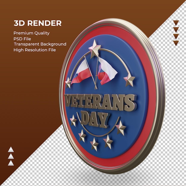 3d Veterans day Czech Republic rendering right view