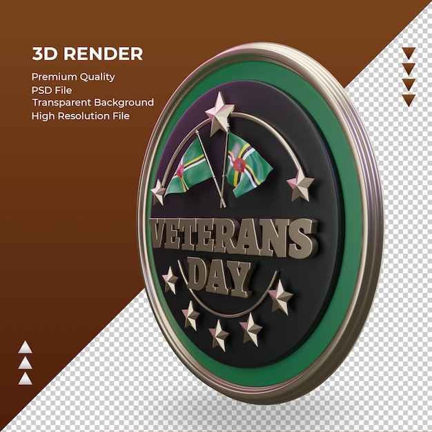 3d Veterans day Dominica rendering right view