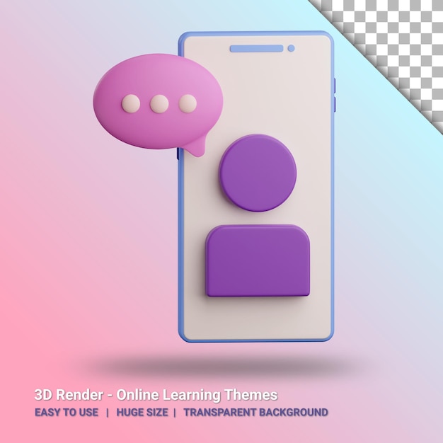 PSD 3d video call illustration with transparent background