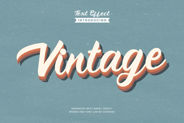 3d vintage editable text effect retro typography style