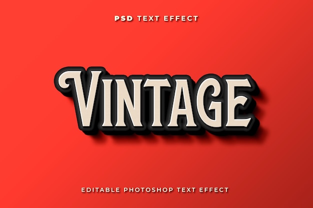 3d vintage text effect template with red background