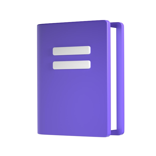 3d violet cute empty notepad book stationery for school isolated transparent png Simple render