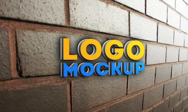 3d wall logo mockup