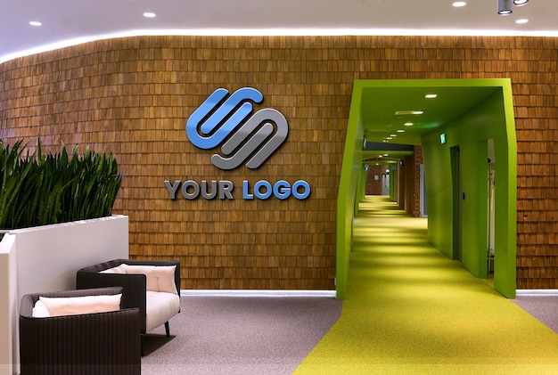 3d wall logo mockup