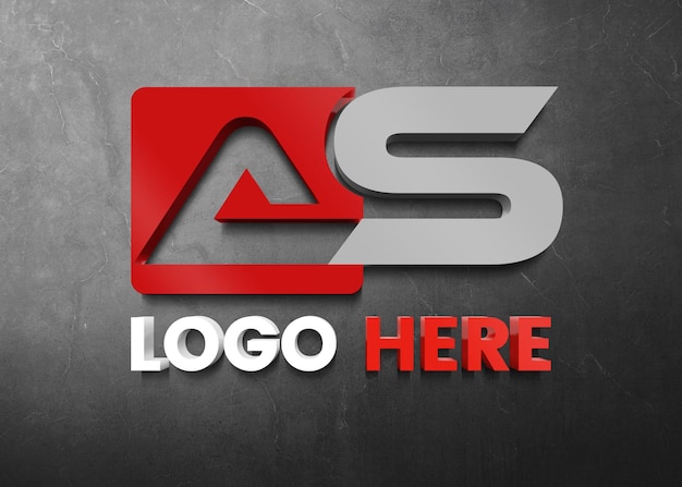 3d wall logo mockup