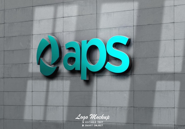 PSD 3d wall logo mockup