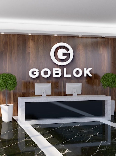 3d wall logo mockup