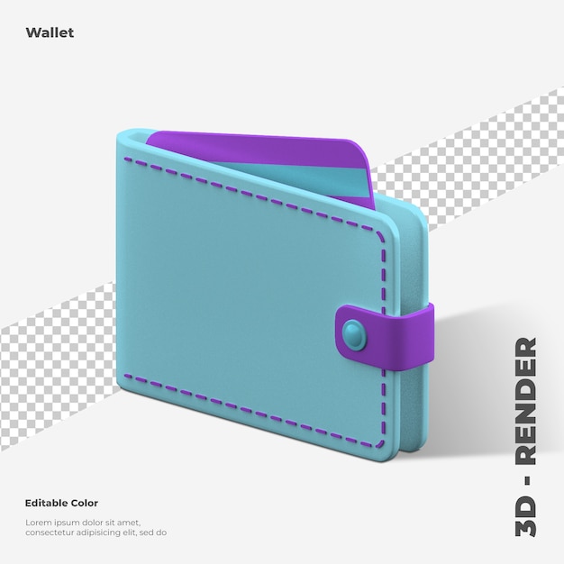 3d wallet icon rendering isolated