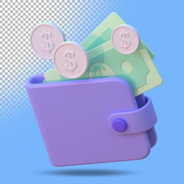 3d wallet. Three dimensional render illustration.