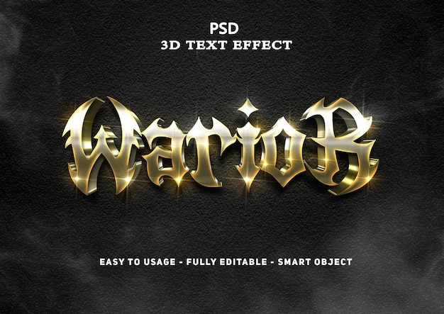 3d warior text style effect