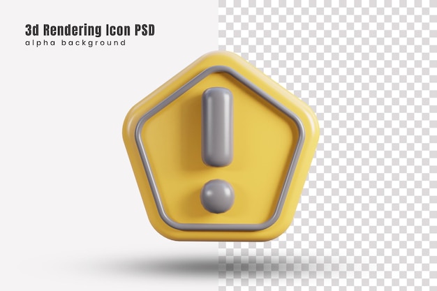 3d warning alert notification icon or 3d caution alert icon