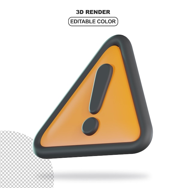 3d warning icon with yellow leftangled