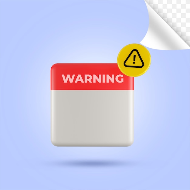 3d warning pop up bannerconcept