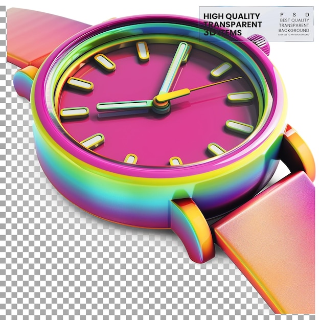 PSD 3d watch icon a colorful 3d watch icon representing on transparent background