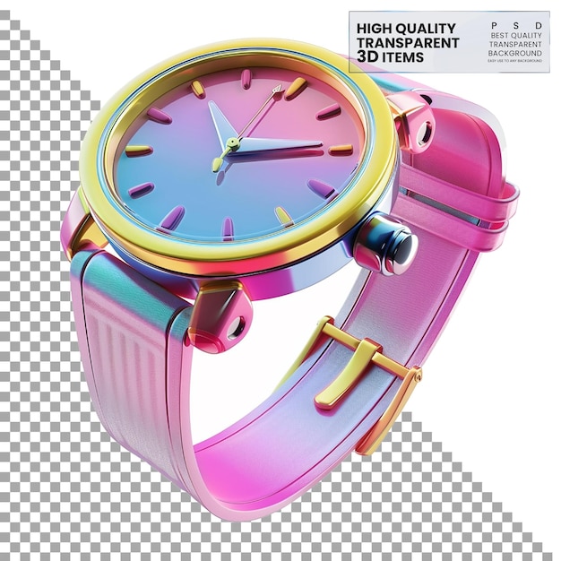 PSD 3d watch icon a colorful 3d watch icon representing on transparent background