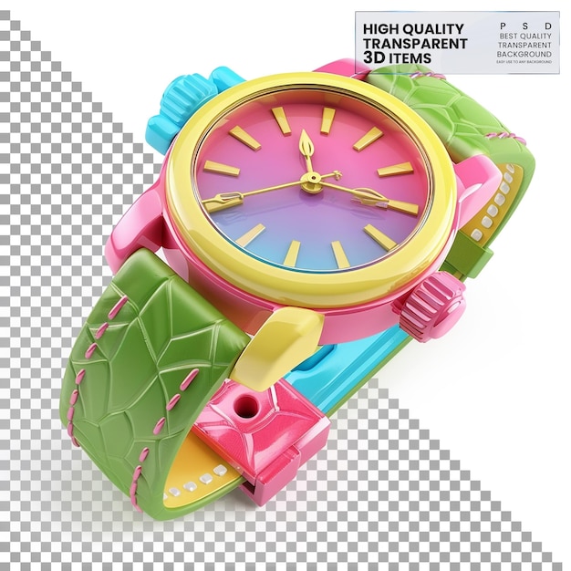 PSD 3d watch icon a colorful 3d watch icon representing on transparent background