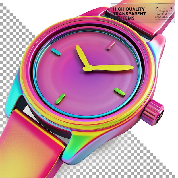 PSD 3d watch icon a colorful 3d watch icon representing on transparent background