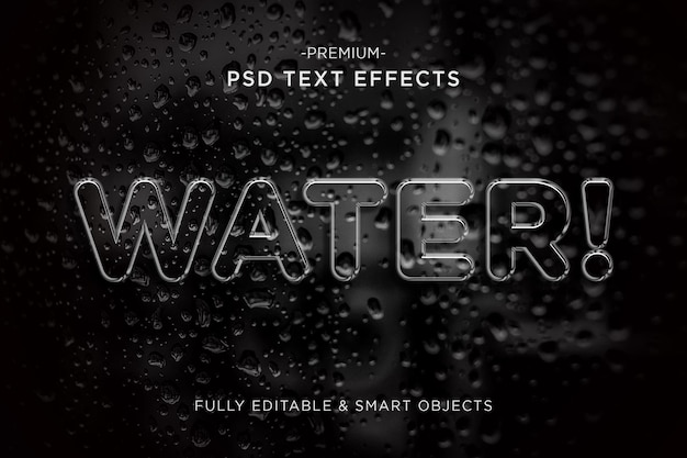 3d Water style text effect template Premium Psd