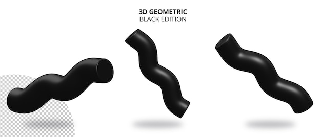 3d wave realistic geometry with black color edition