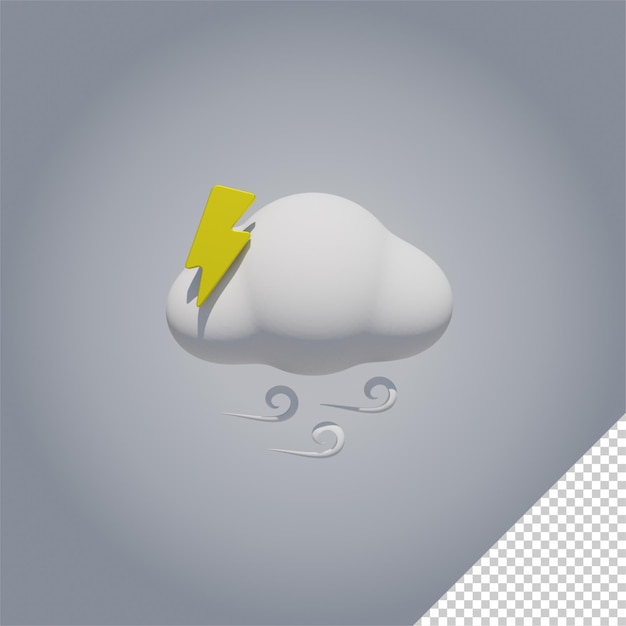 3D weather icons thunder and wind