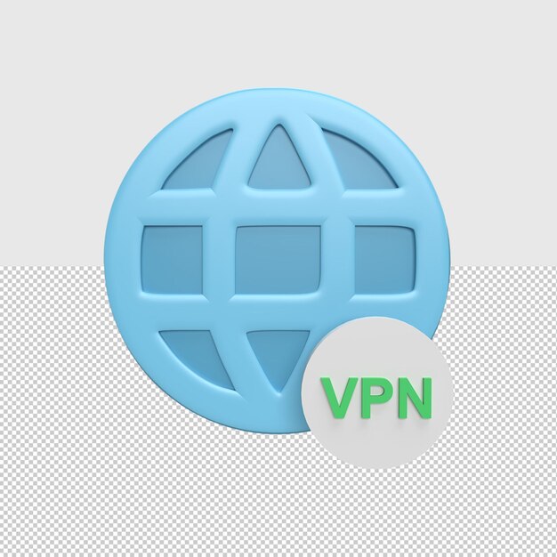 3D web icon with Vpn concept rendered illustration