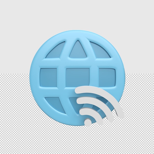 PSD 3d web icon with wifi concept rendered illustration